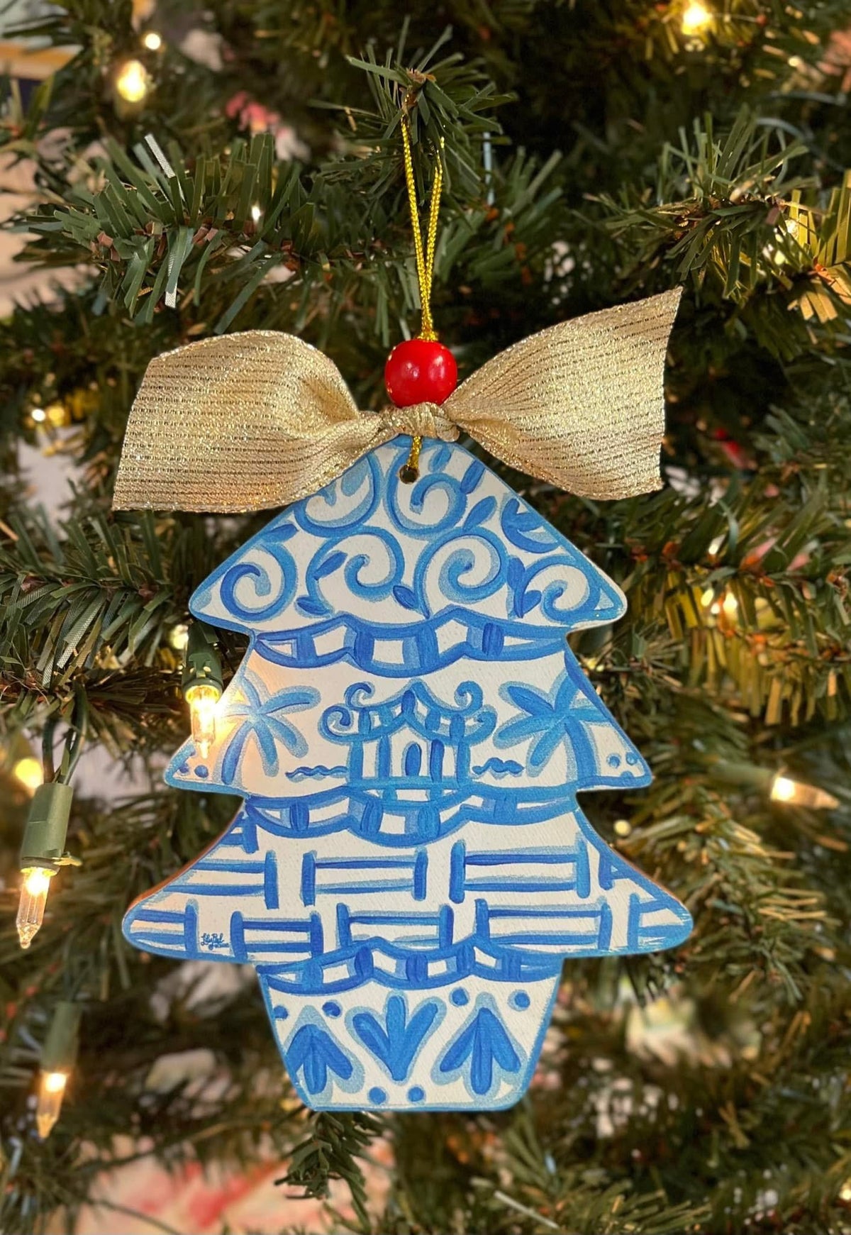 Blue and White Tree Ornament