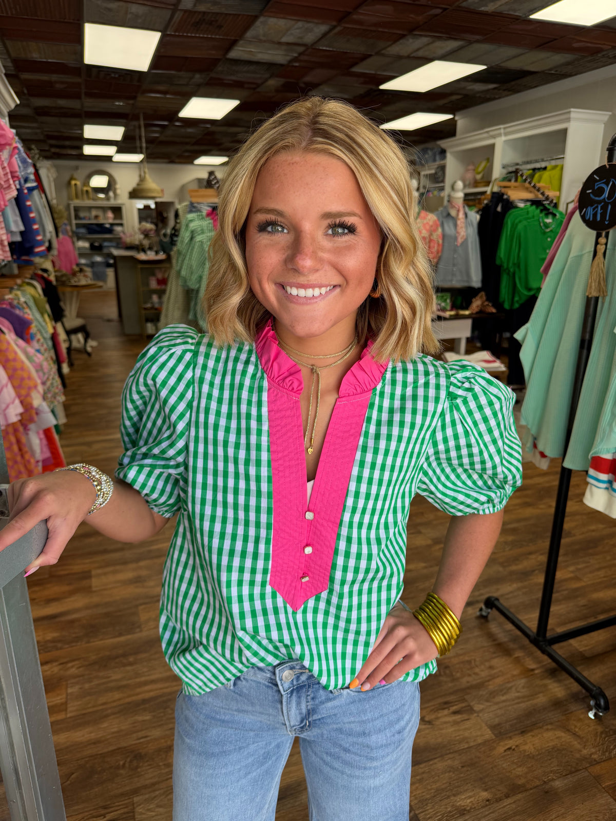 Pink Gingham Top