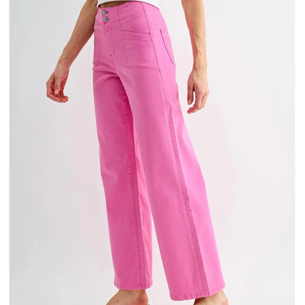 High Rise Wide Leg Jeans in Brilliant Rose