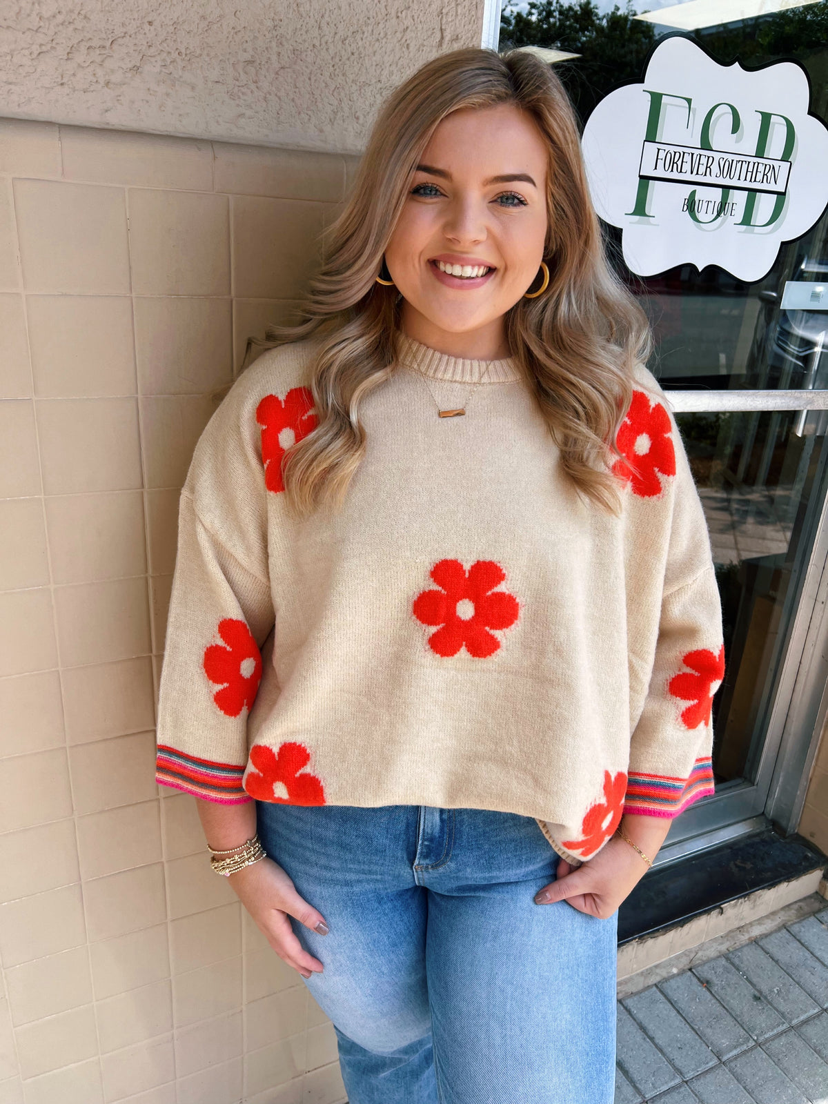 The Flower Sweater in Oatmeal