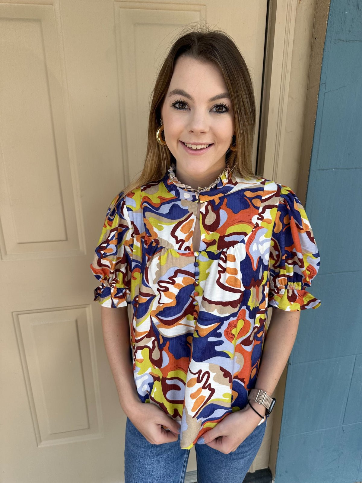 Abstract Print Multi Blouse