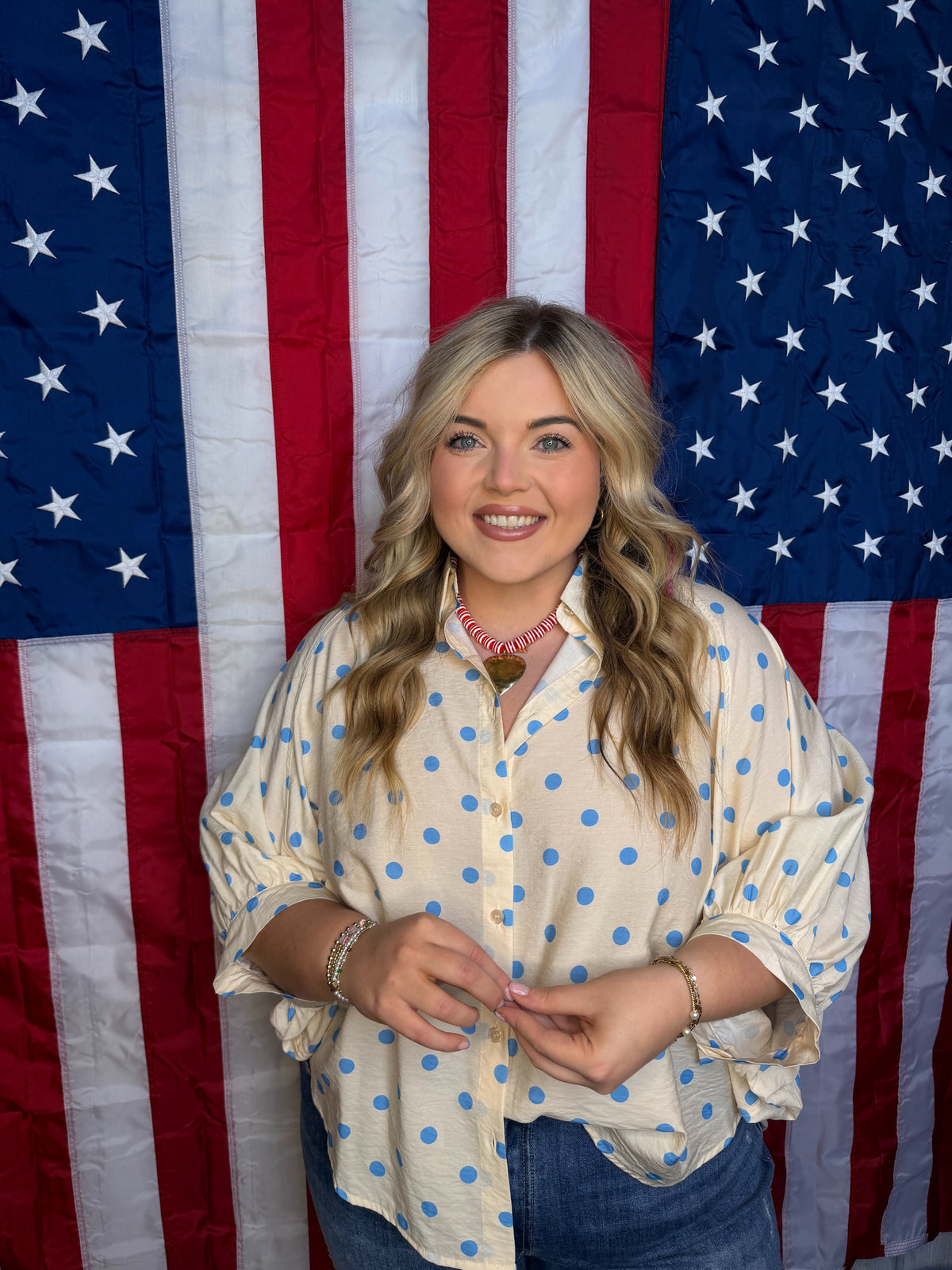 The Cream Polka Dot Top