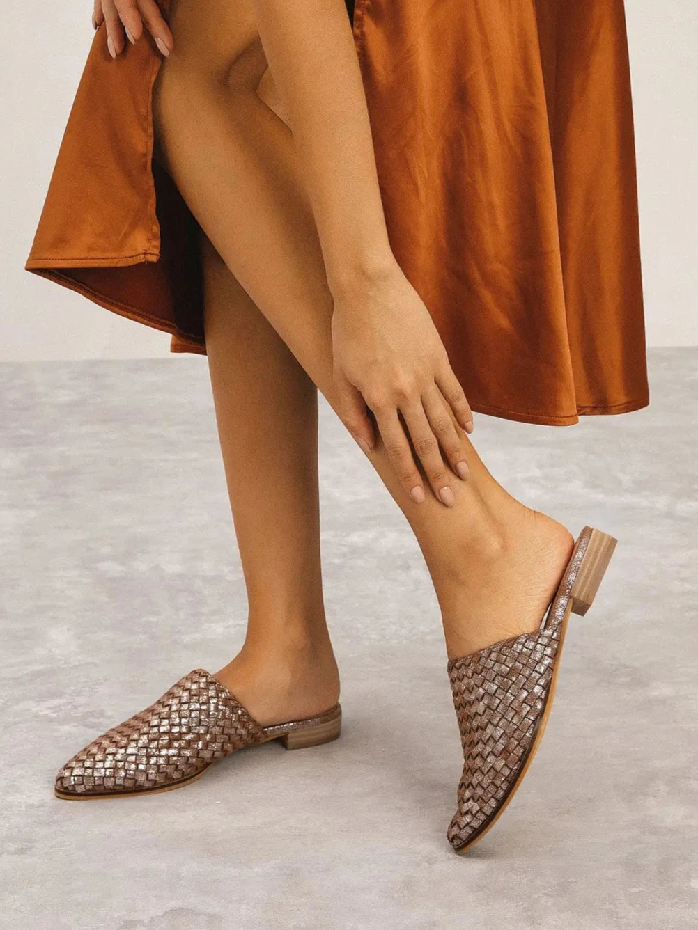 The Alice Mules in Brown Shimmer