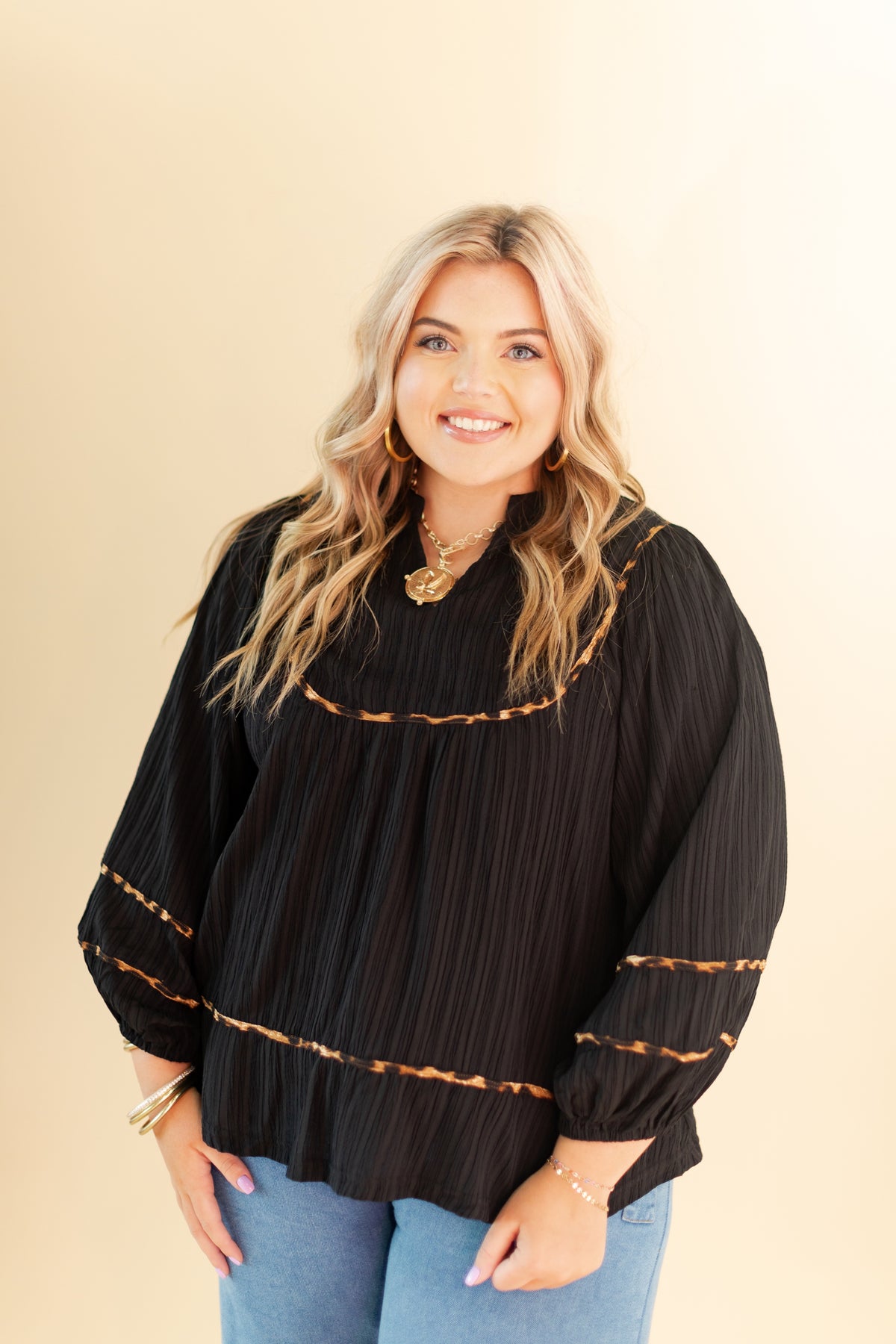 The Leopard Trim Blouse