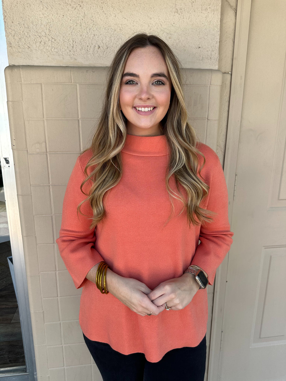 The Amy Sweater in Dusty Orange