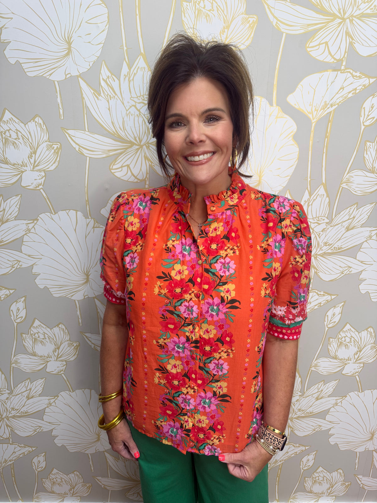 Orange Floral Top