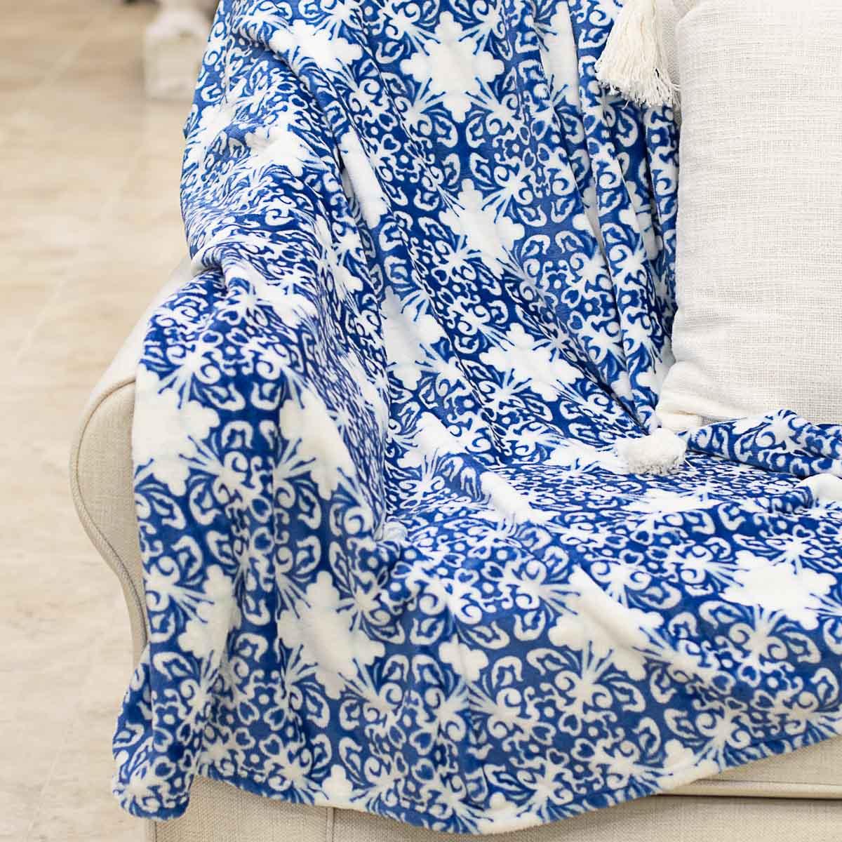 Blue and White Throw