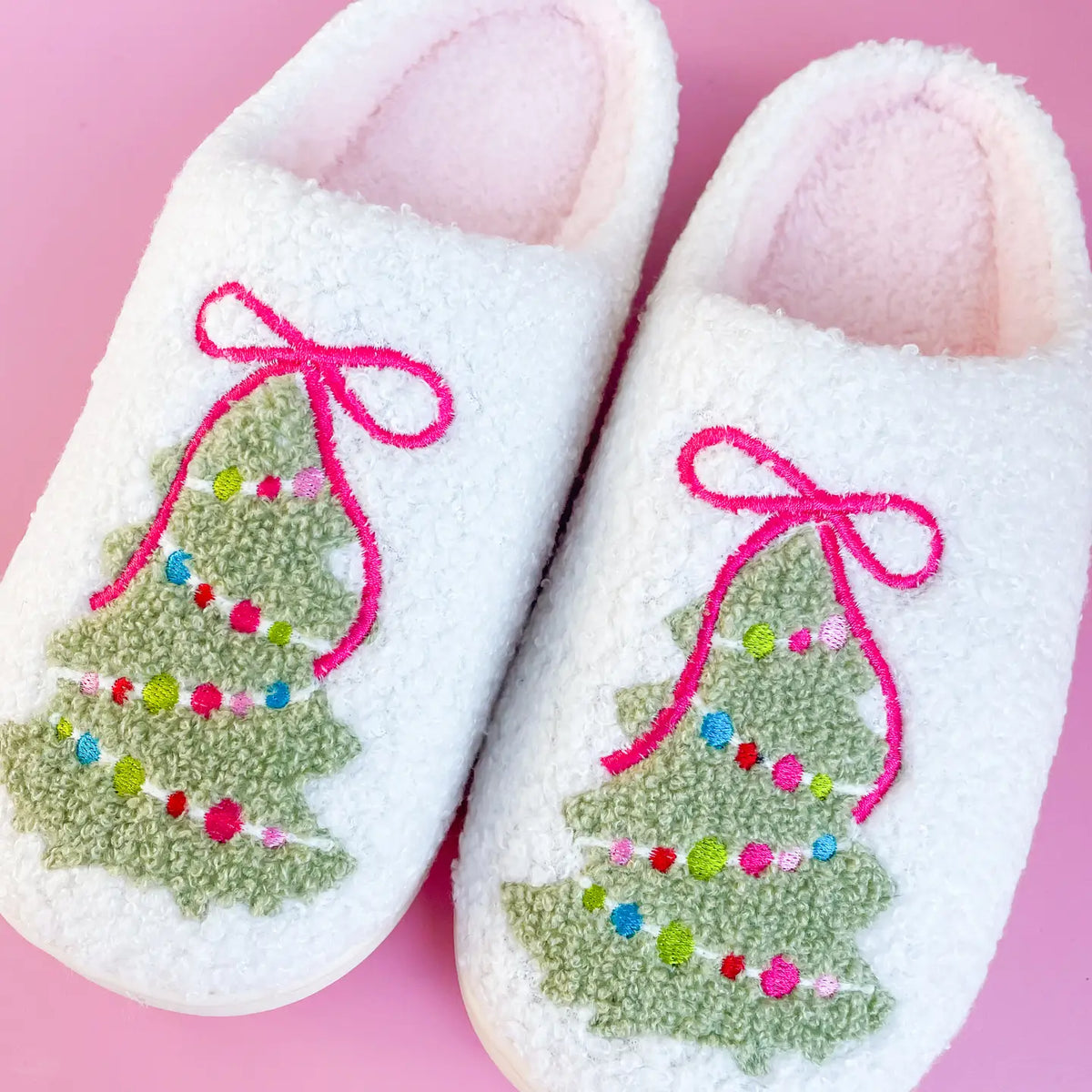 Christmas Tree Bow Slippers