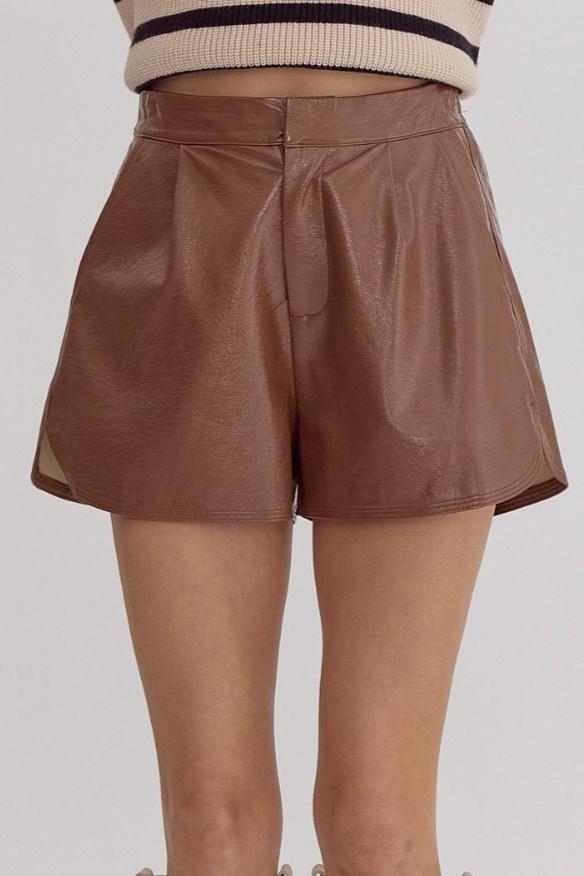 Leather Shorts in Brown