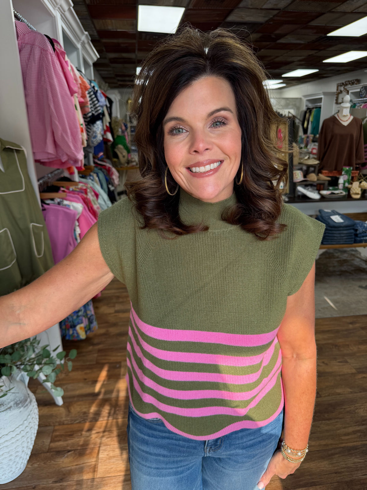 Striped Mock Neck Top