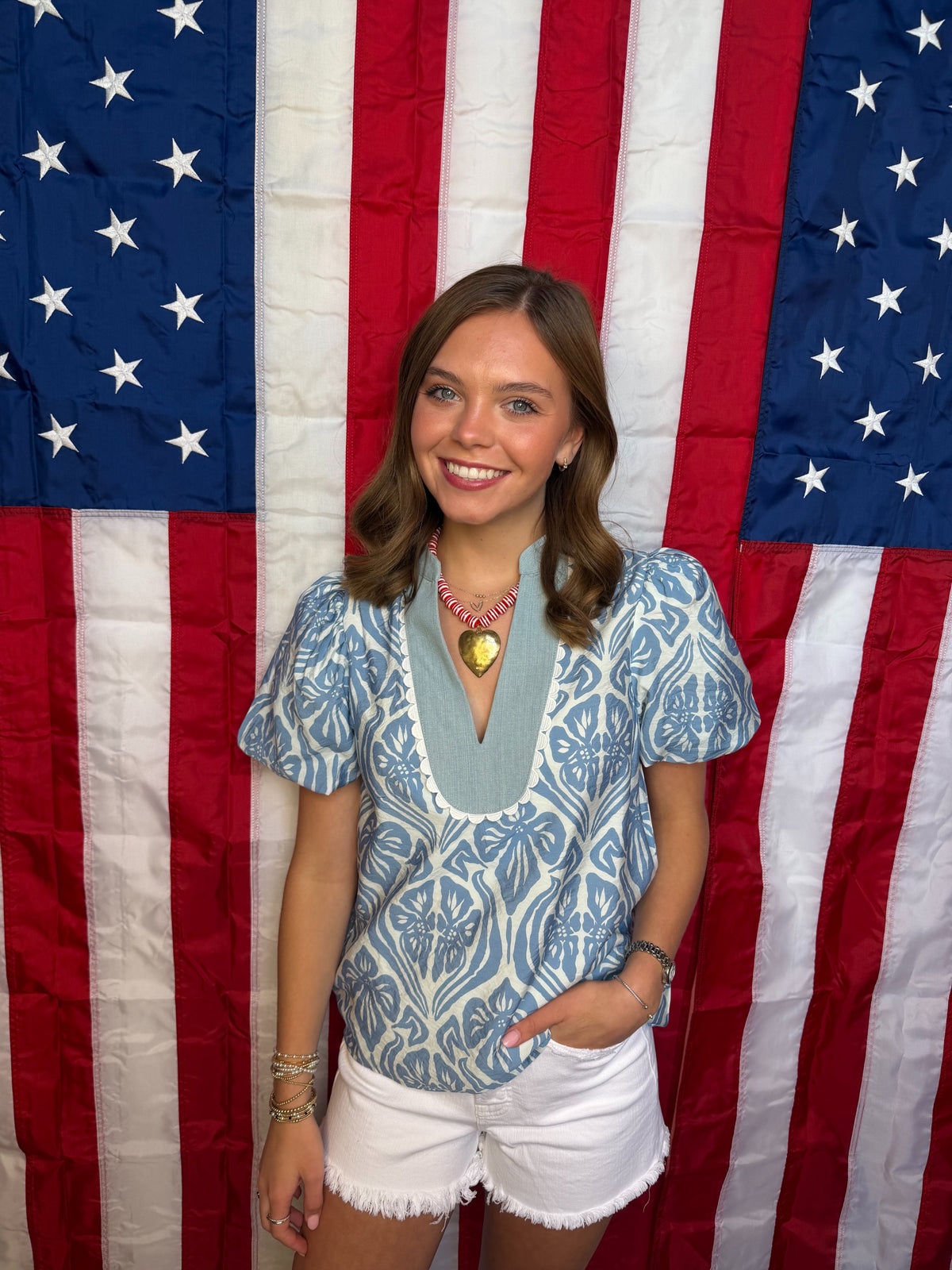 Blue and White Top