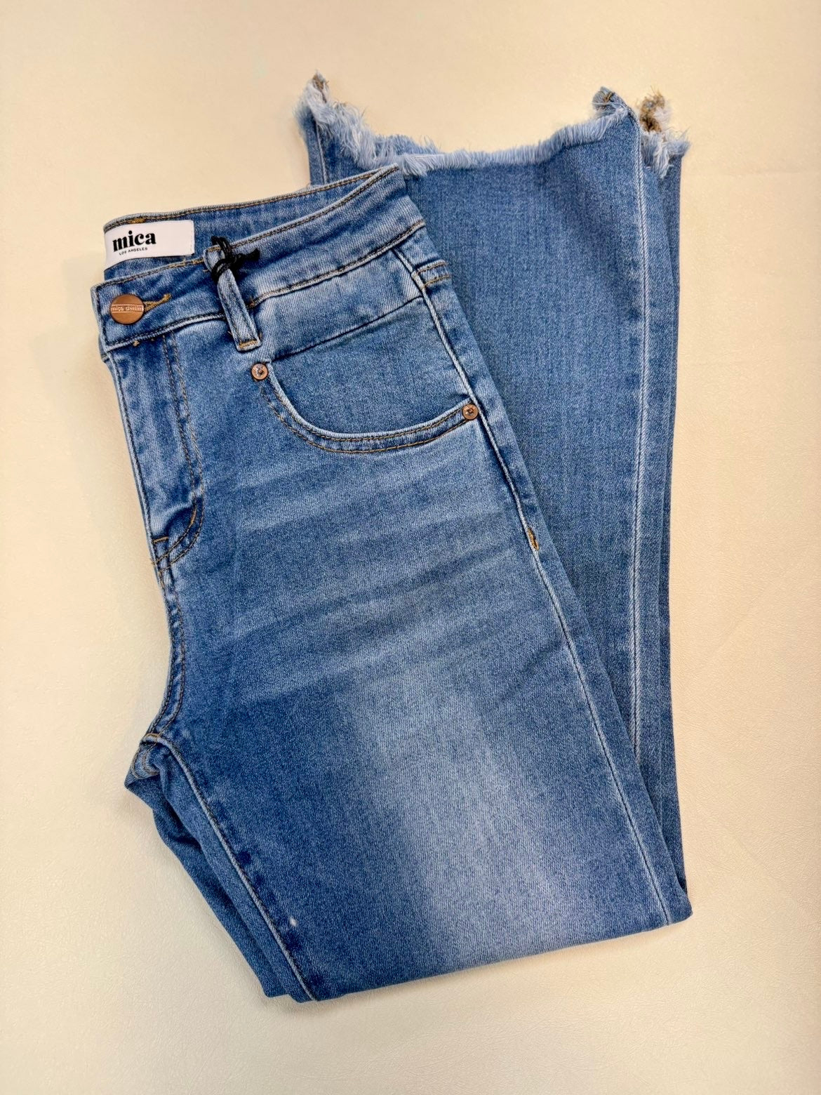 High Rise Crop Flare in Stone Indigo