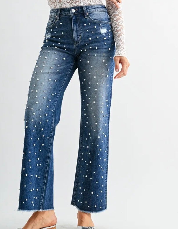 High Rise Embellished Jeans