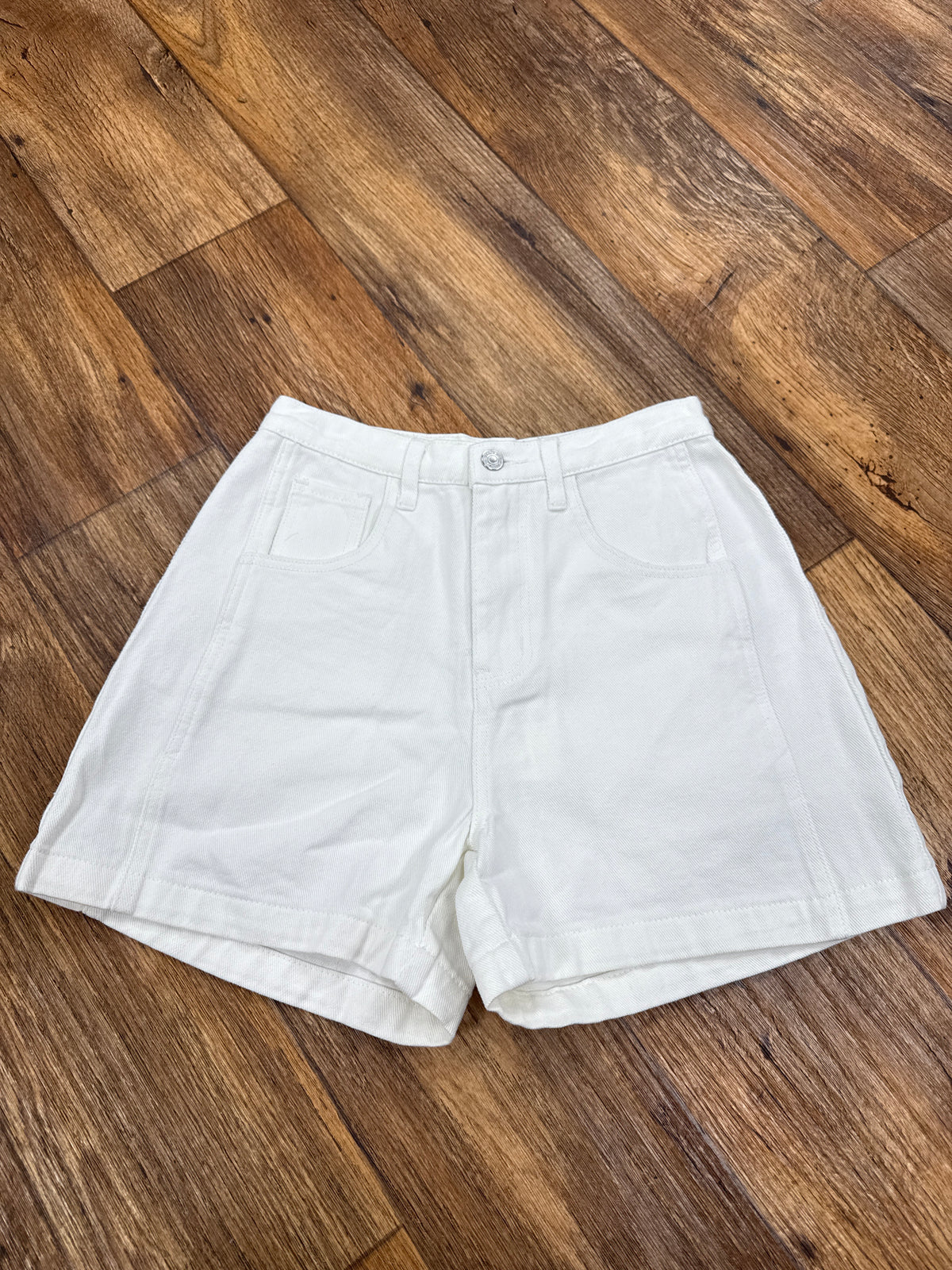 White Denim High Waisted Shorts