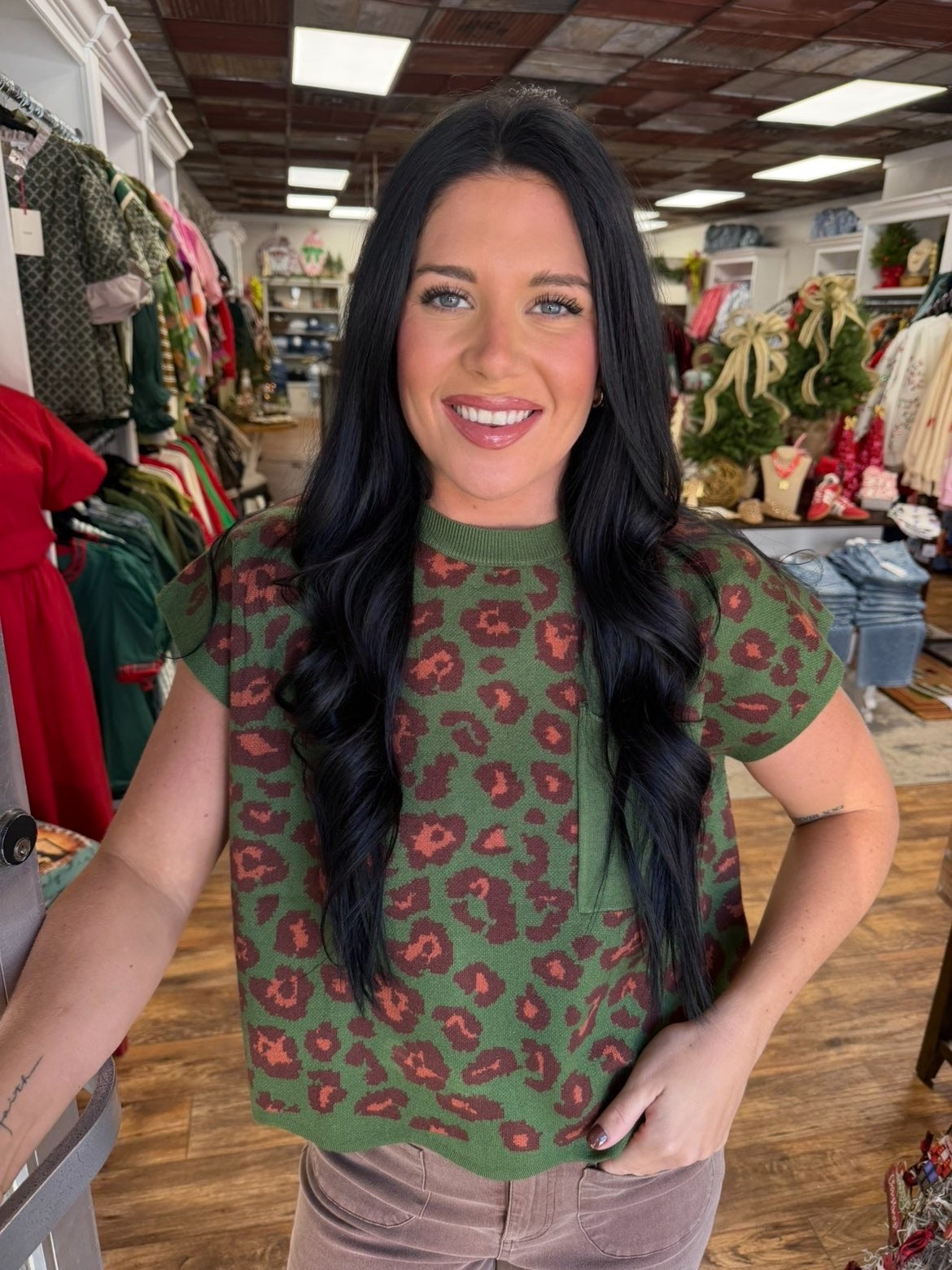 Green Cheetah Sweater