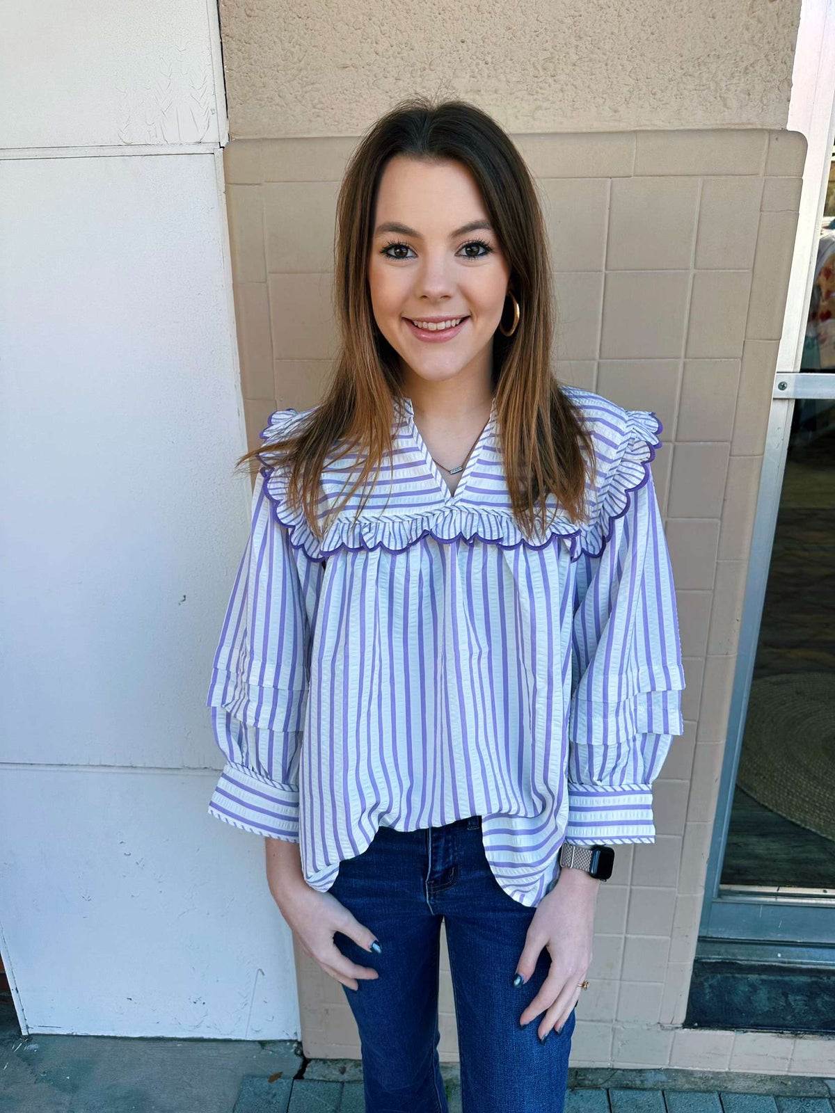 Lavender Striped Blouse