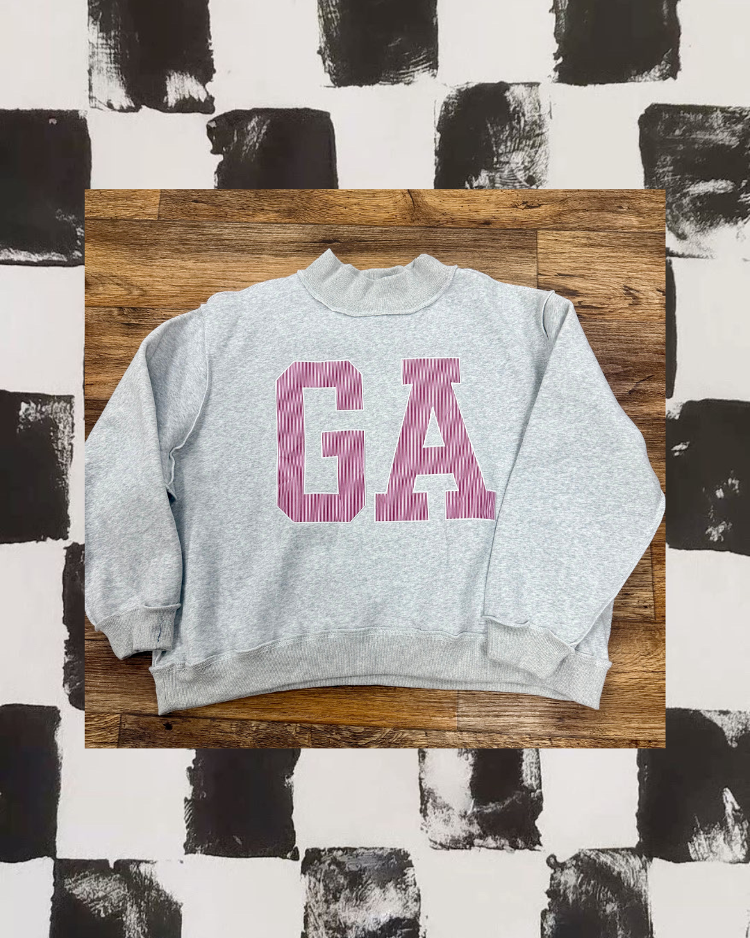 GA Embroidered Mock Neck Sweatshirt