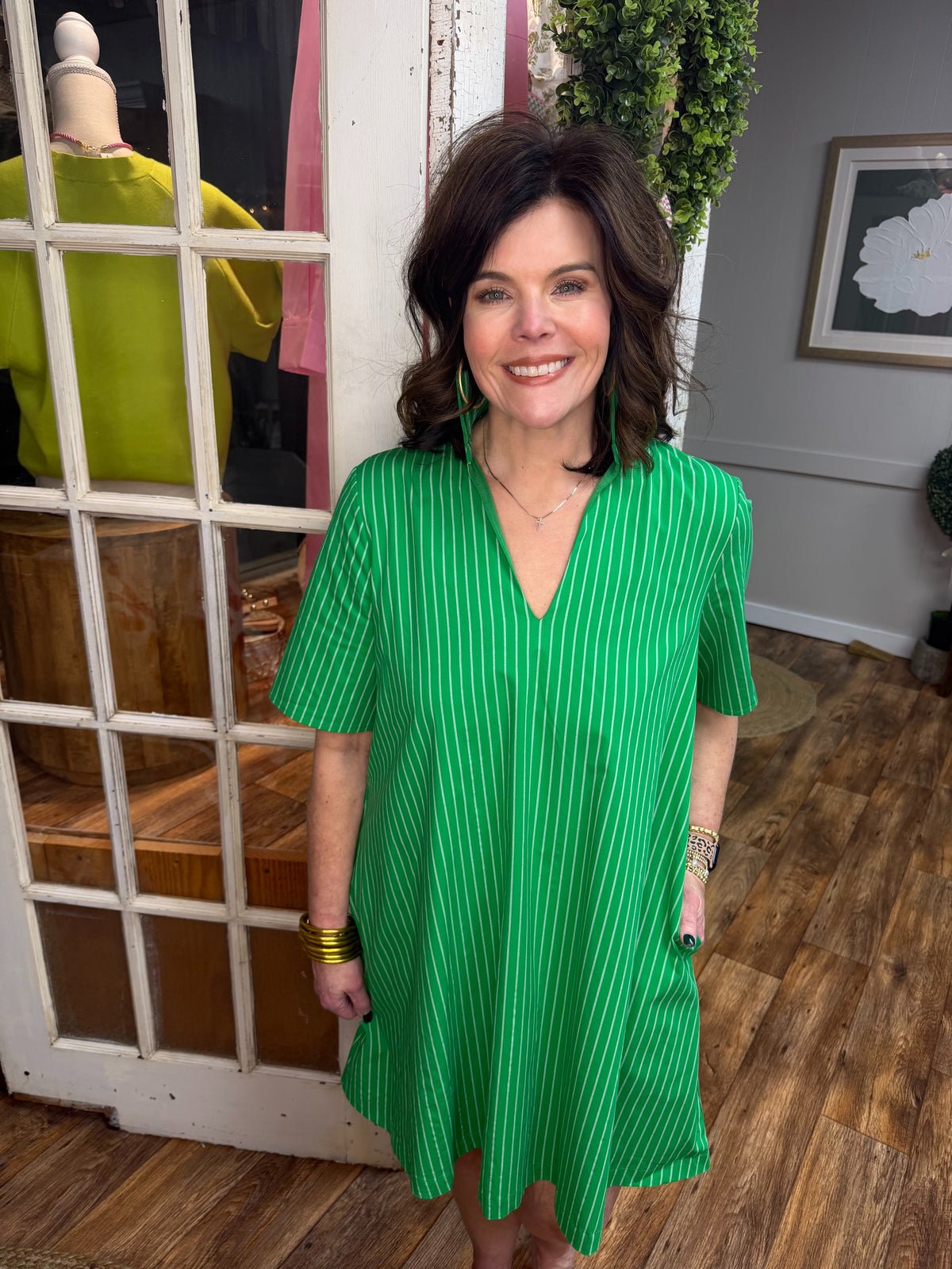 The Olivia Mini in Kelly Green Stripe