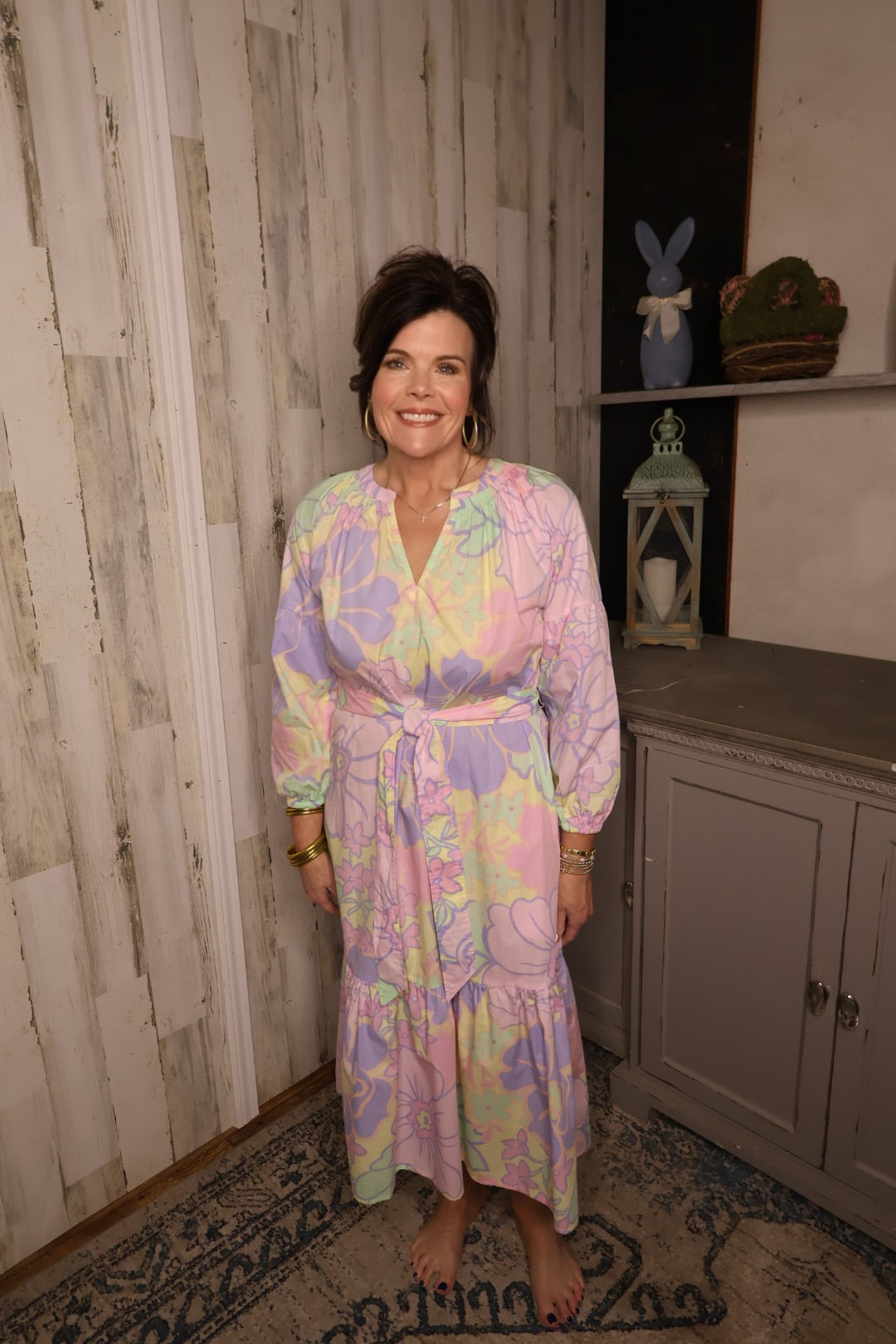 Pastel Floral V Neck Maxi Dress |KARLIE