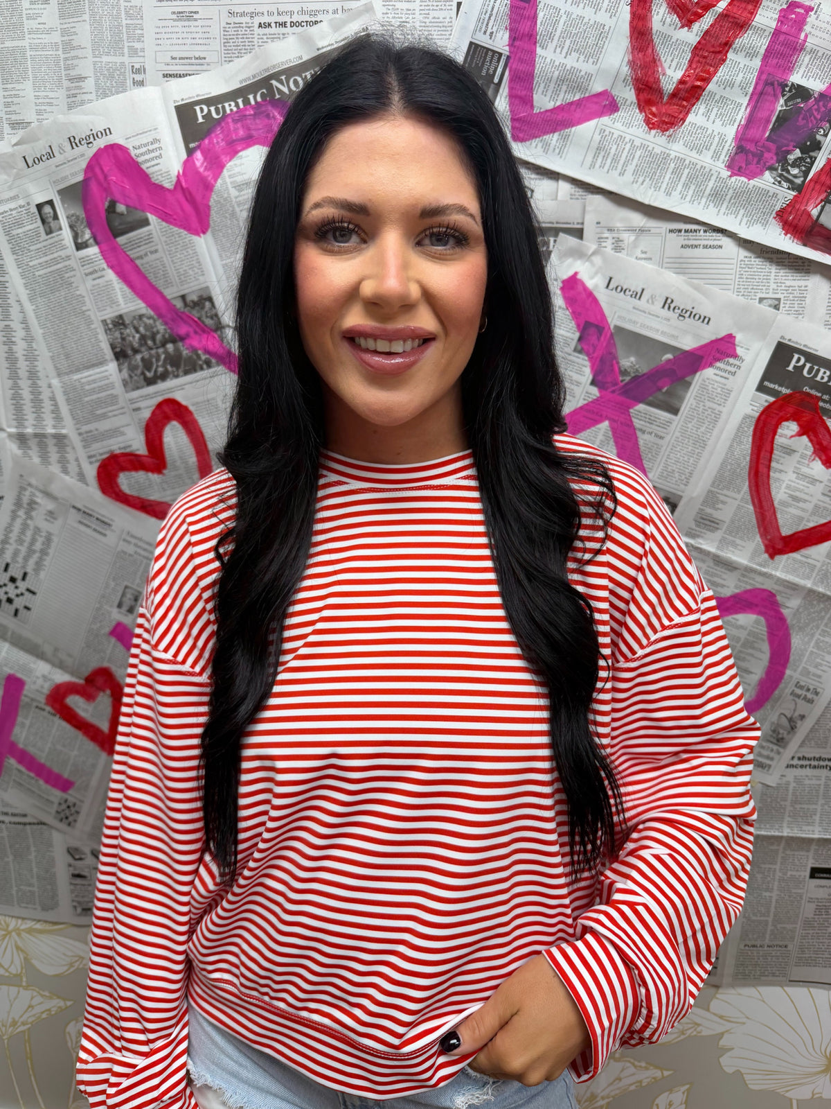 Red and White Striped Top