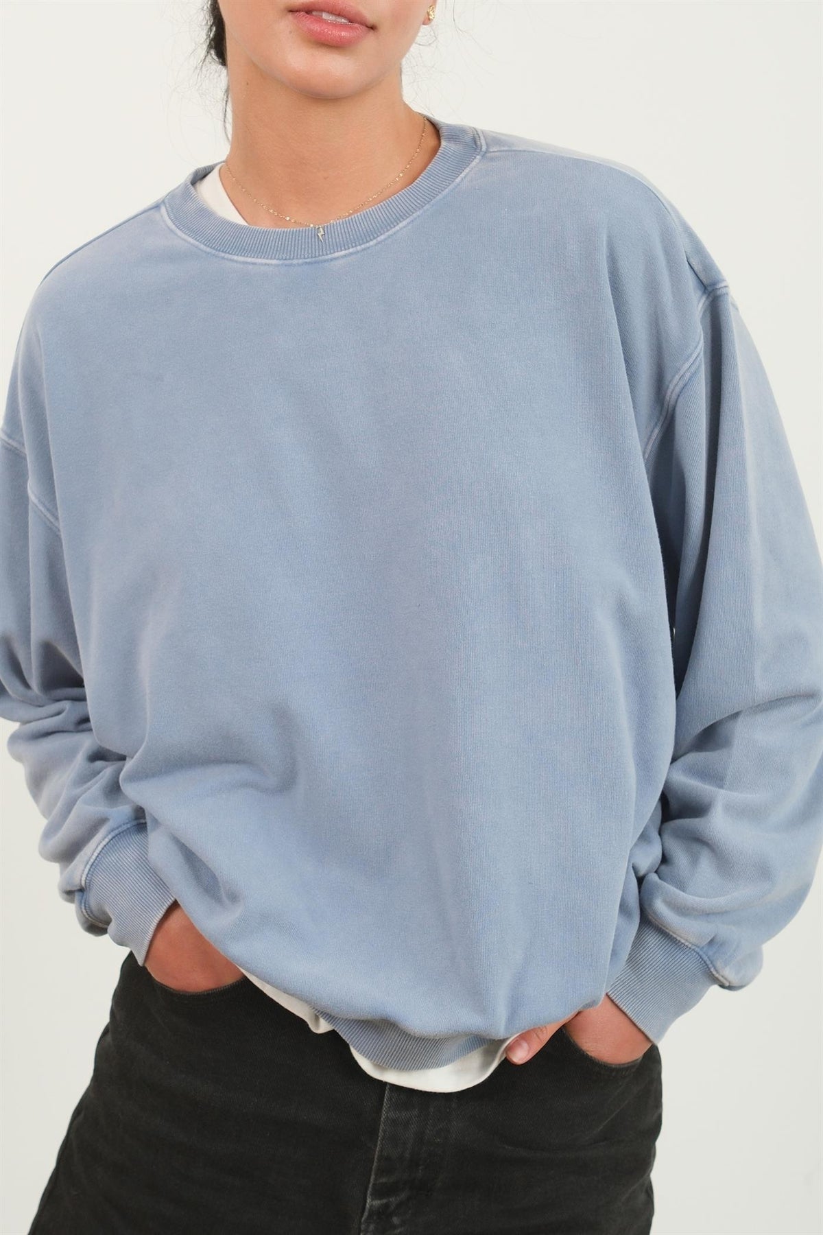 Gray Blue Oversized Sweatshirt