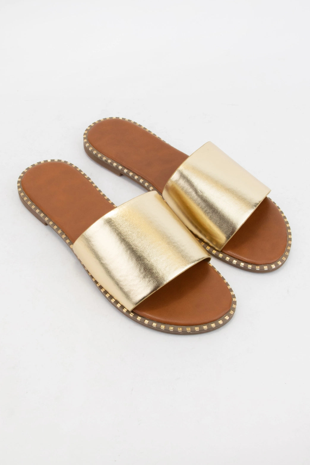 Gold Slide On Sandals