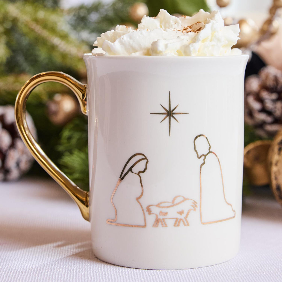 Gold Handle Mug Nativity