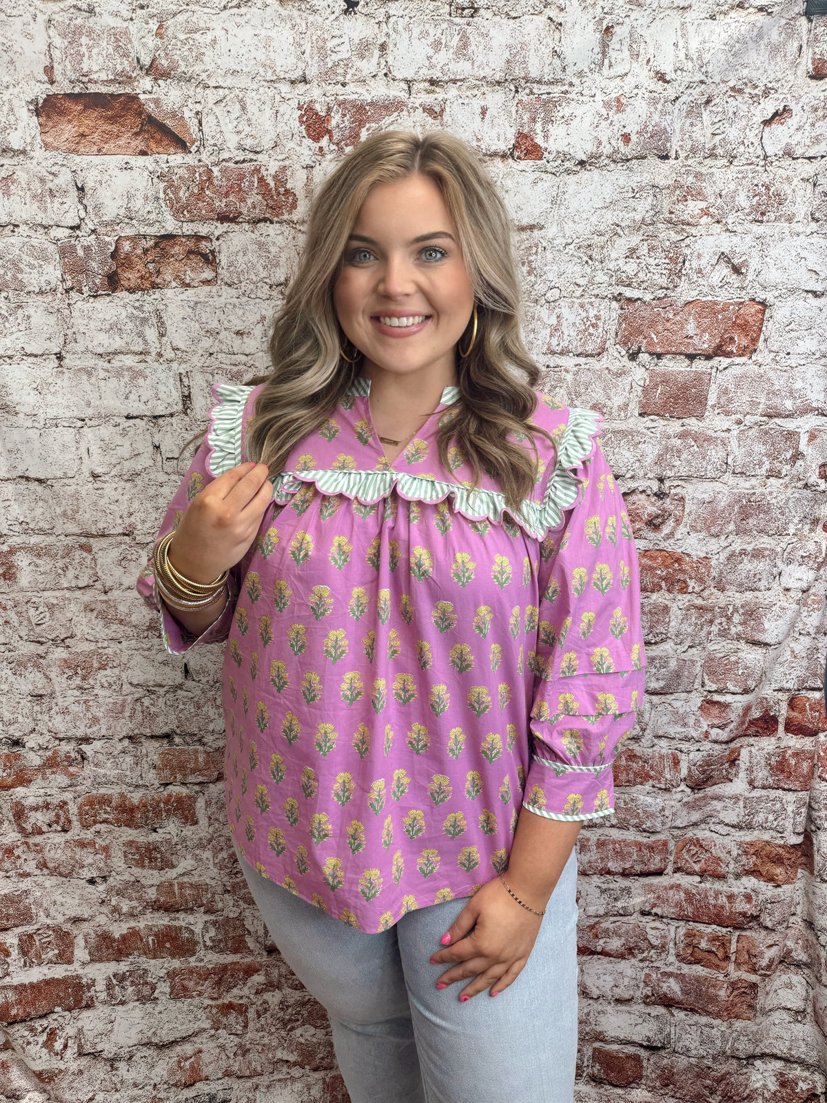 Delightful Floral Top in Plus