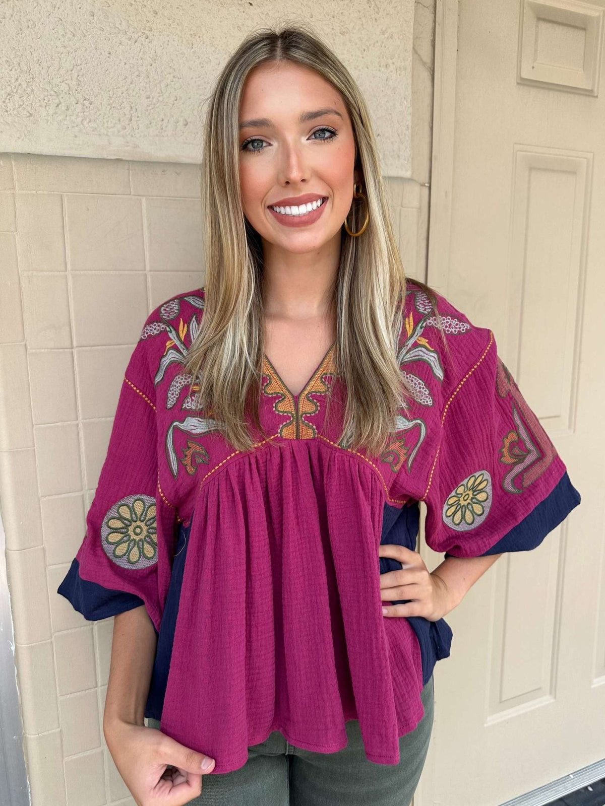 The Boho Top in Fuchsia