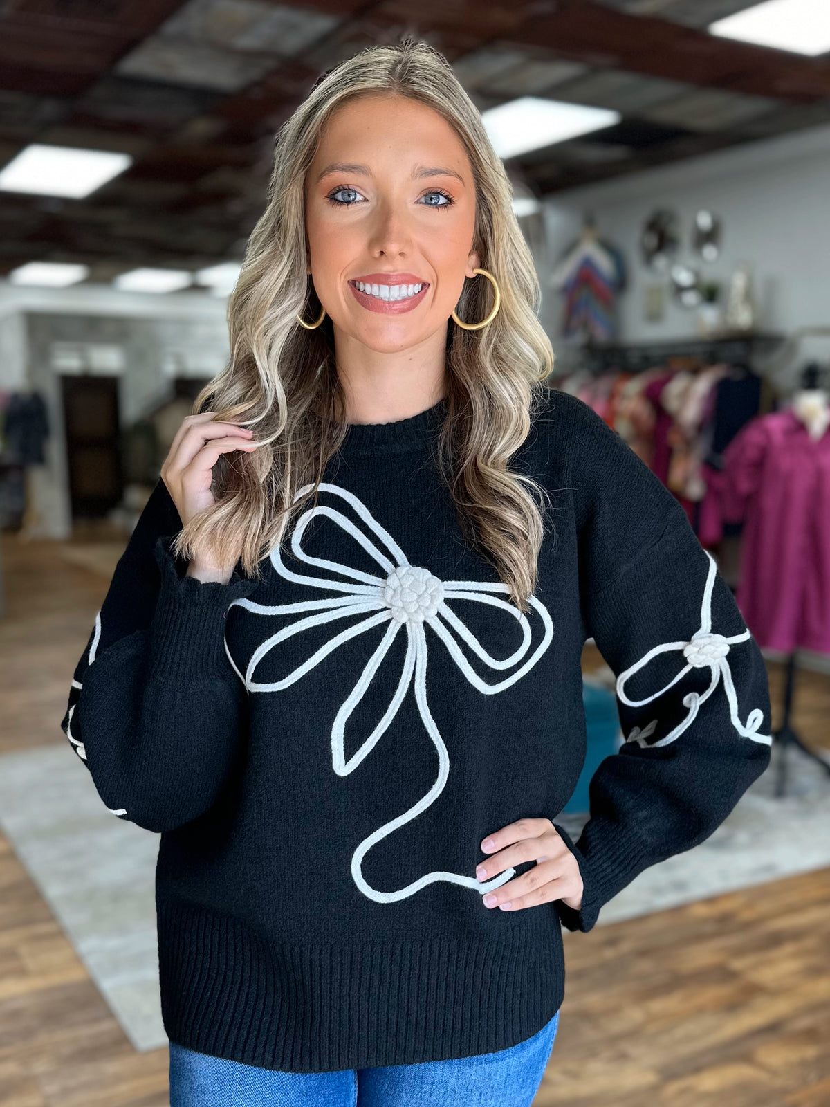 Bow Sweater in Black