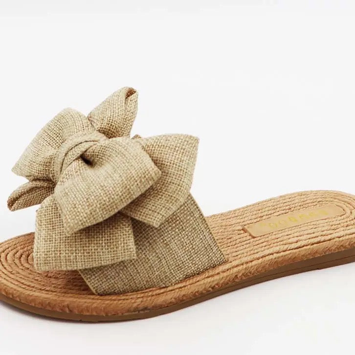 Beige Bow Sandals