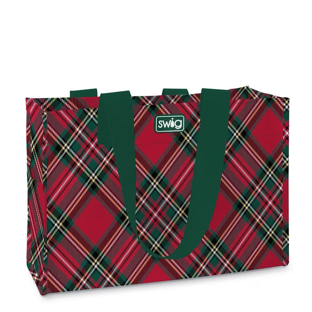 Christmas Plaid Reusable Gift Bag (Large)