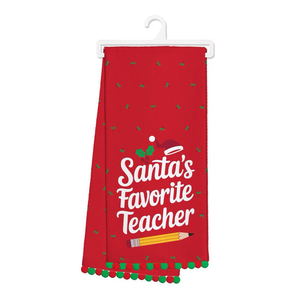 Santa's Favorite Teacher Tea Towel