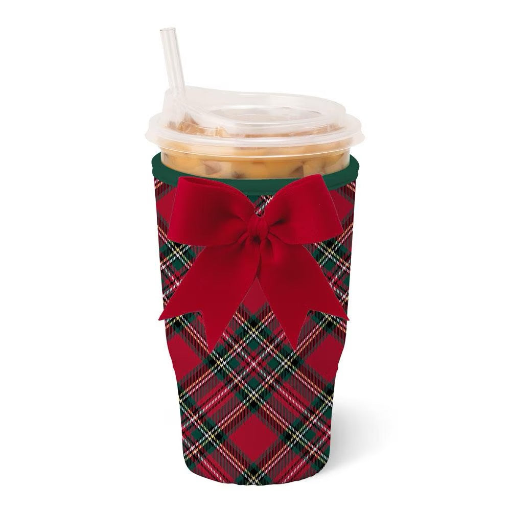 Christmas Plaid Iced Cup Coolie (Large)