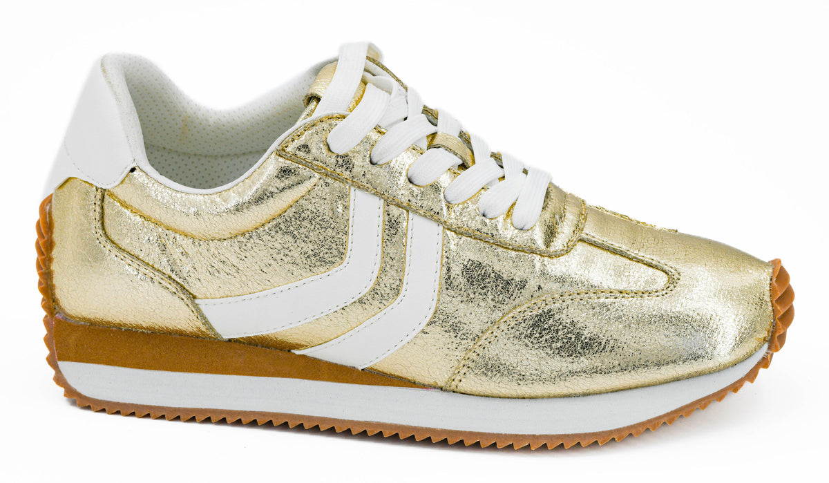 Kickoff Sneaker in Gold Crinkle Metallic