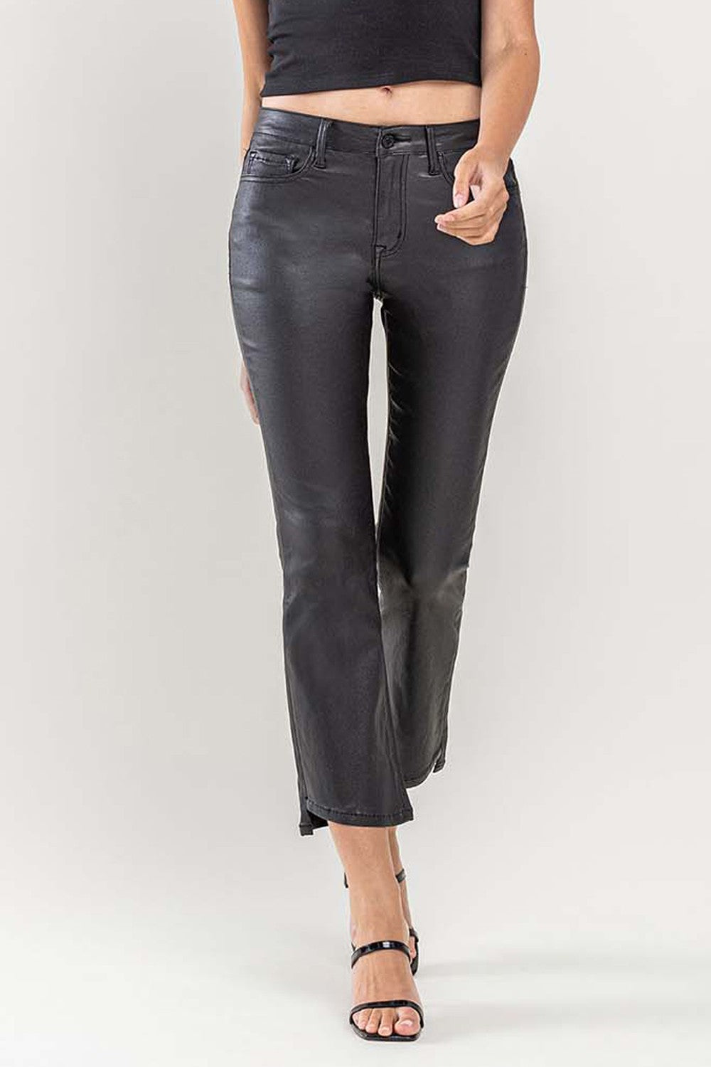 Matte Leather Jet Black Jeans