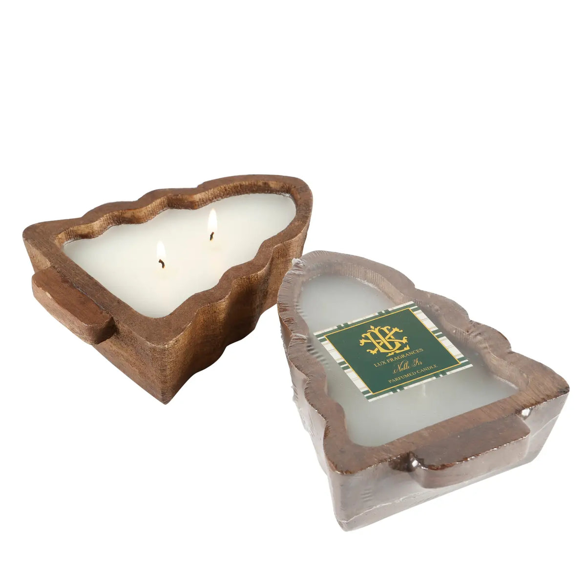 Noble Fir 2 Wick Tree Wood Bowl Candle