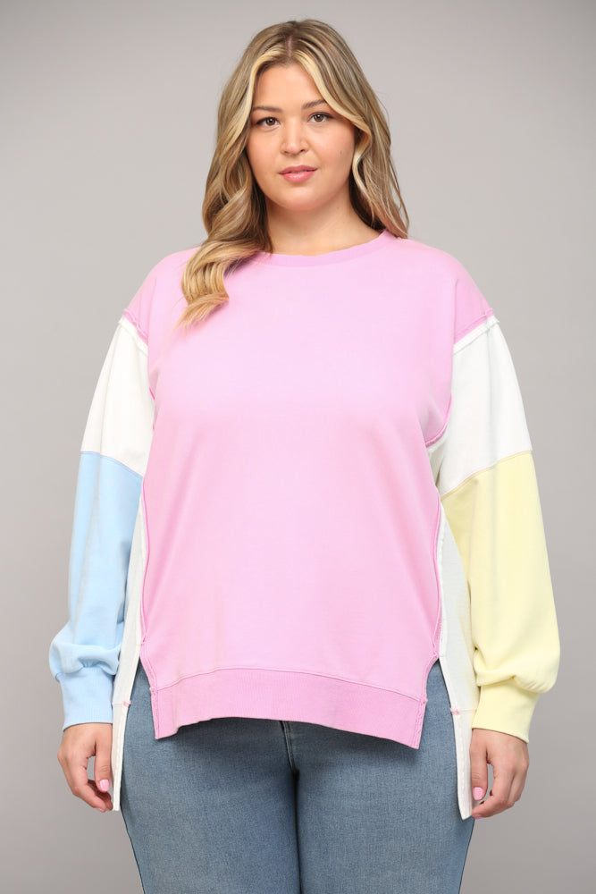 Pink Blue Multi Plus Sweatshirt