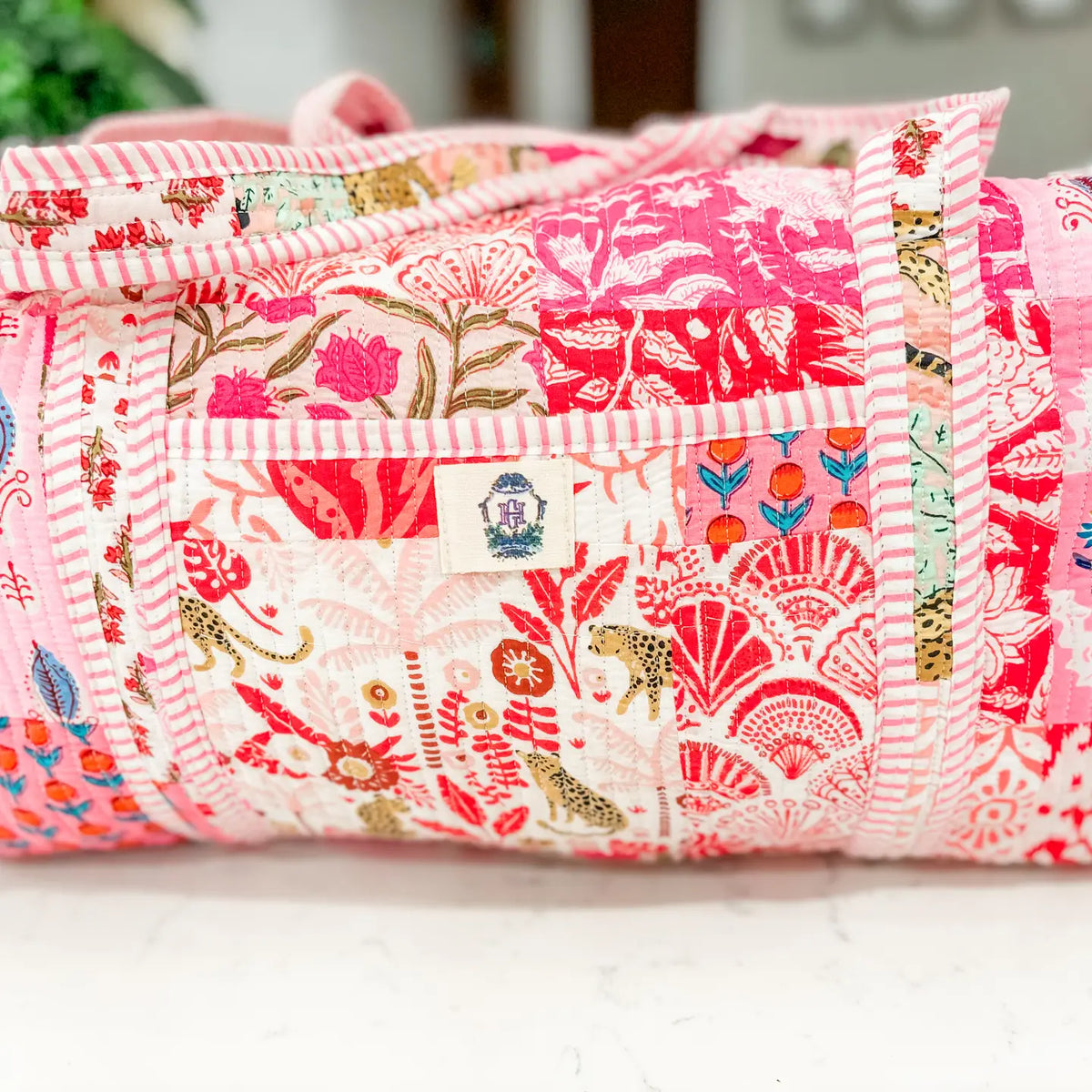 Pink City Large Quilted Duffel Bag