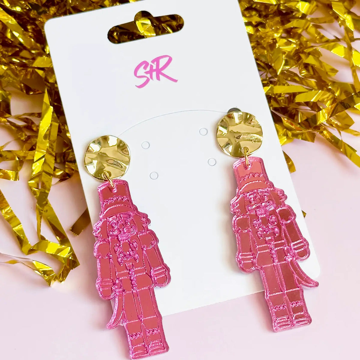 Pink Mirror Nutcracker Dangle