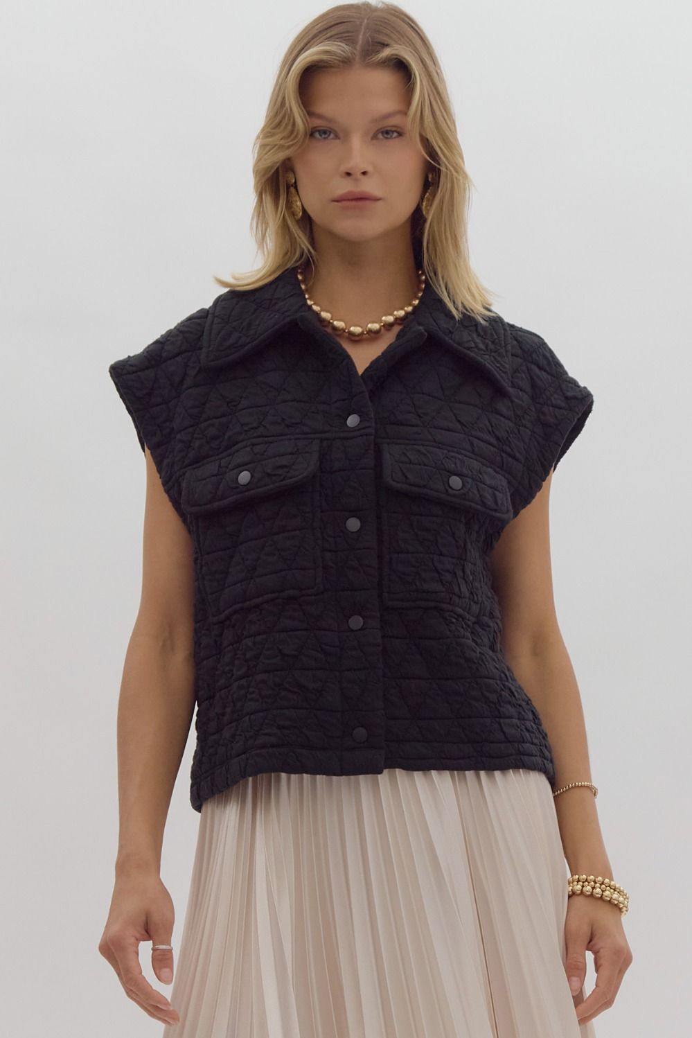 Quilted Vest in Black