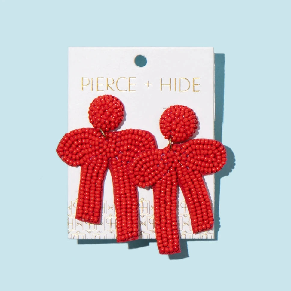 Red Beaded Bow Earrings