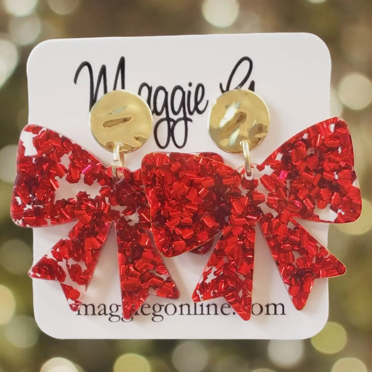 Red Bow Earrings