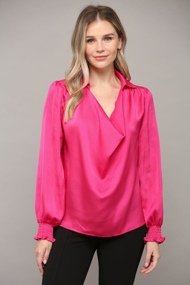 Satin Fuchsia Blouse