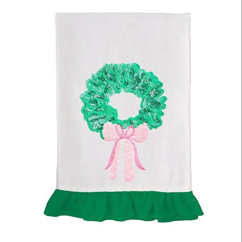 Tea Towel Sequin Wreath