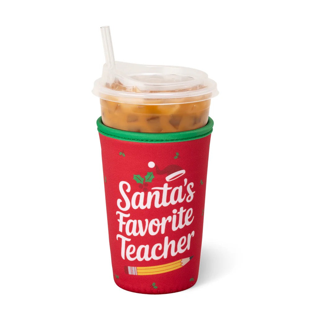 Santa's Favorite Teacher Iced Cup Coolie (Medium)